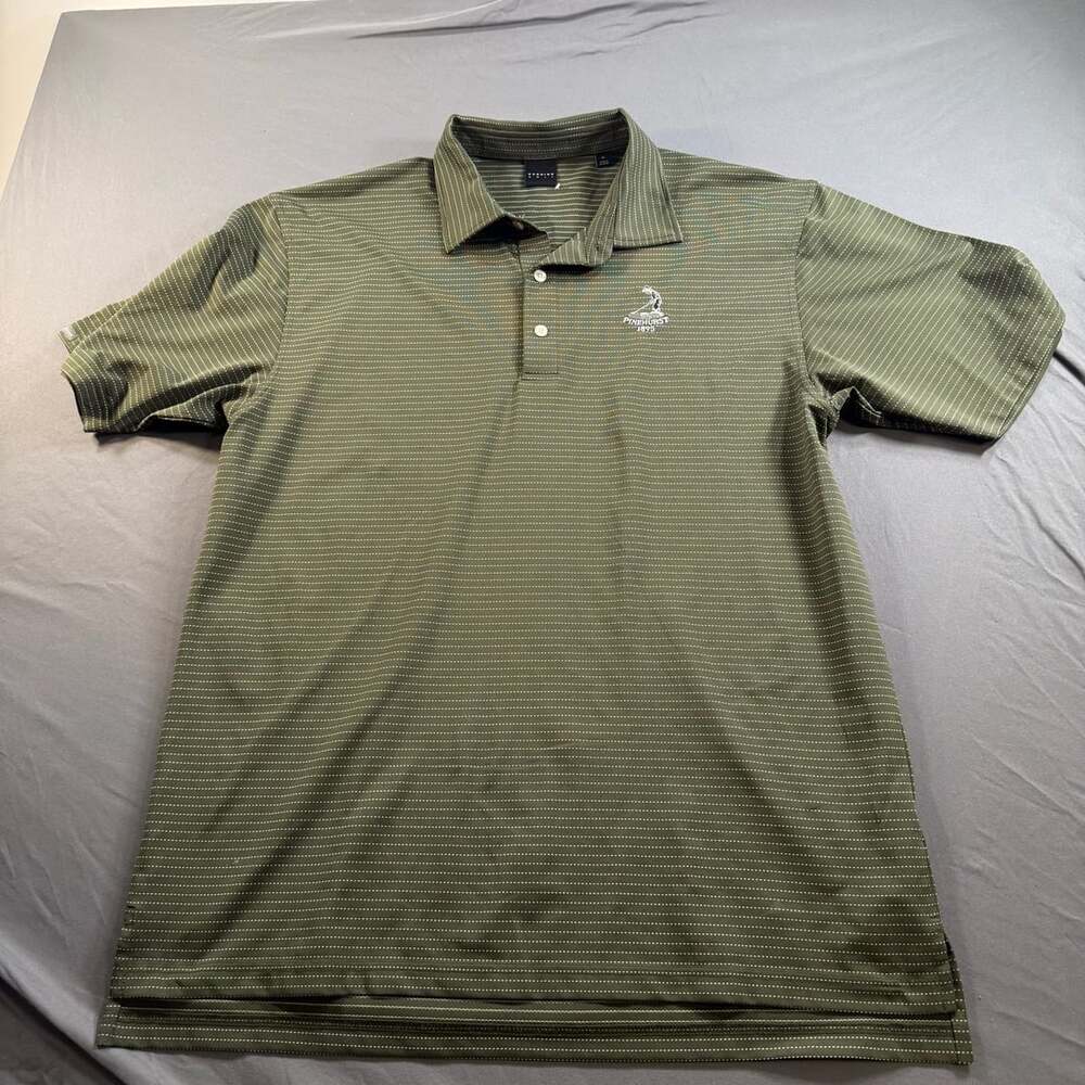 Dunning Golf Pinehurst 1895 Performance Polo Shirt Men’s XL Green Stripe